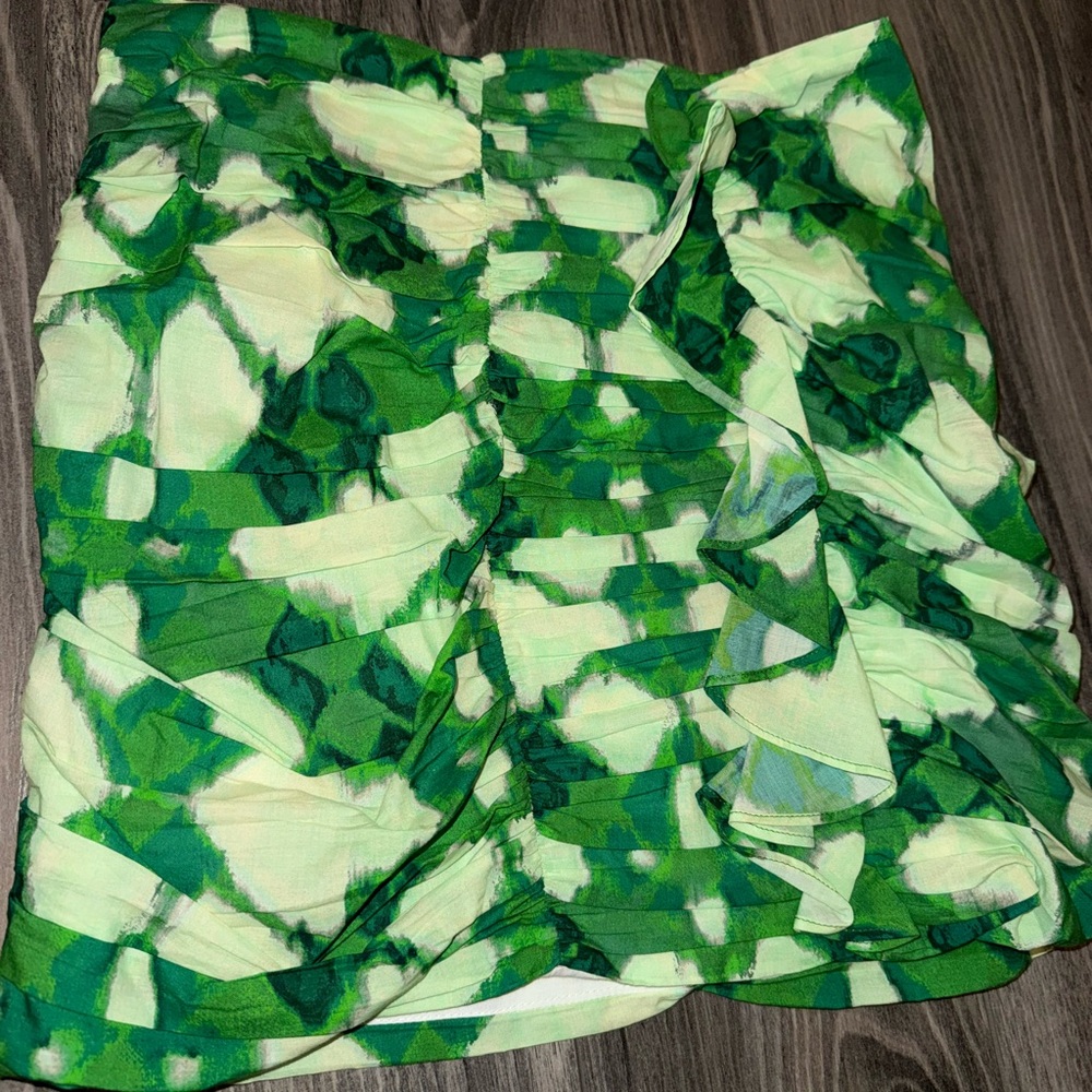 Zara Green and White Skirt